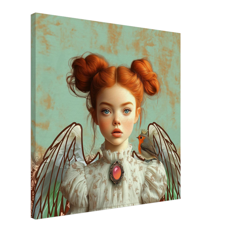 Kleurrijk retro portret van engel met medaillon