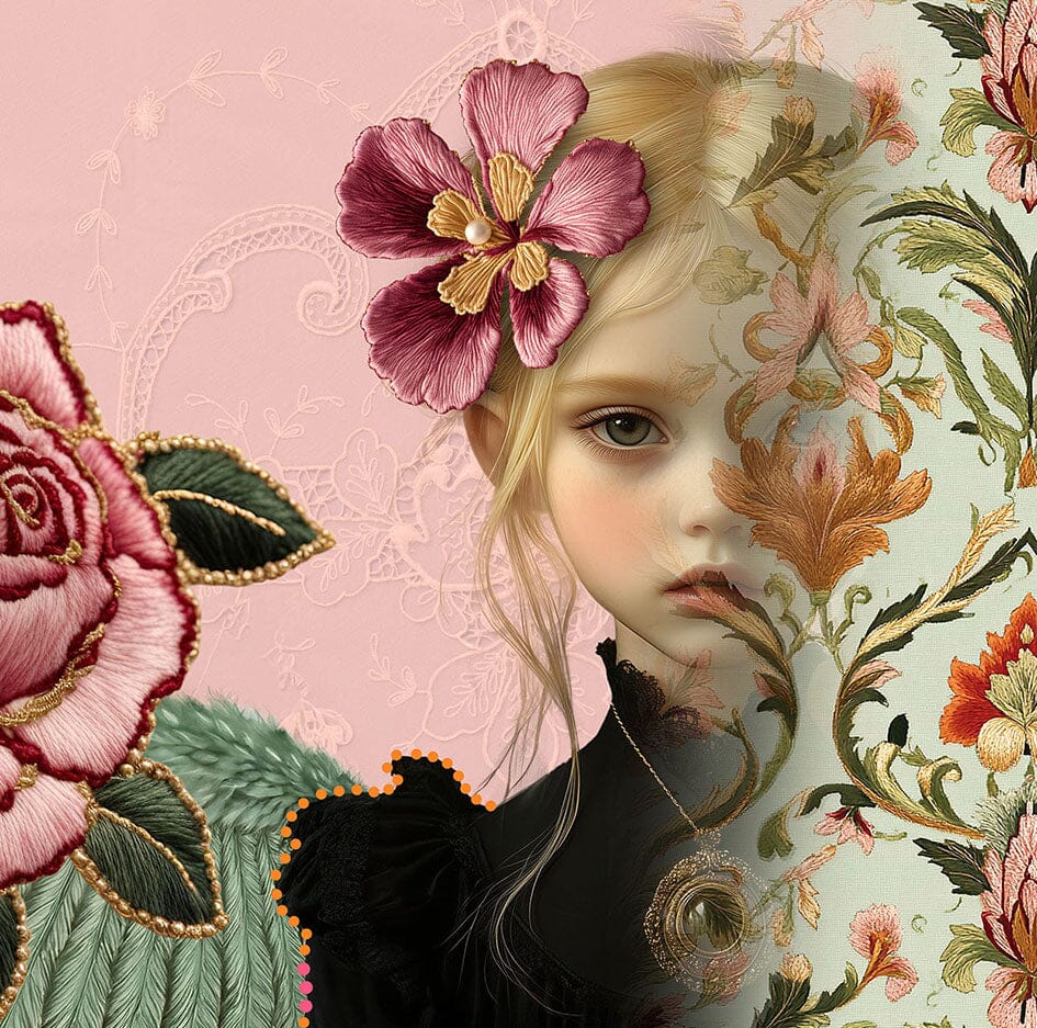 Art print met engel achter lagen verscholen