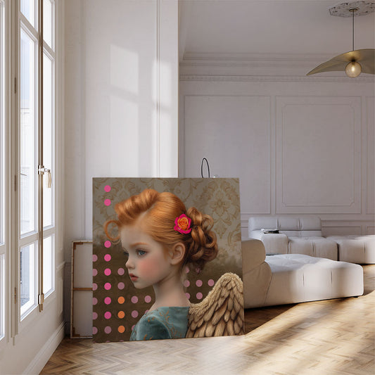 Retro canvas engel in herenhuis