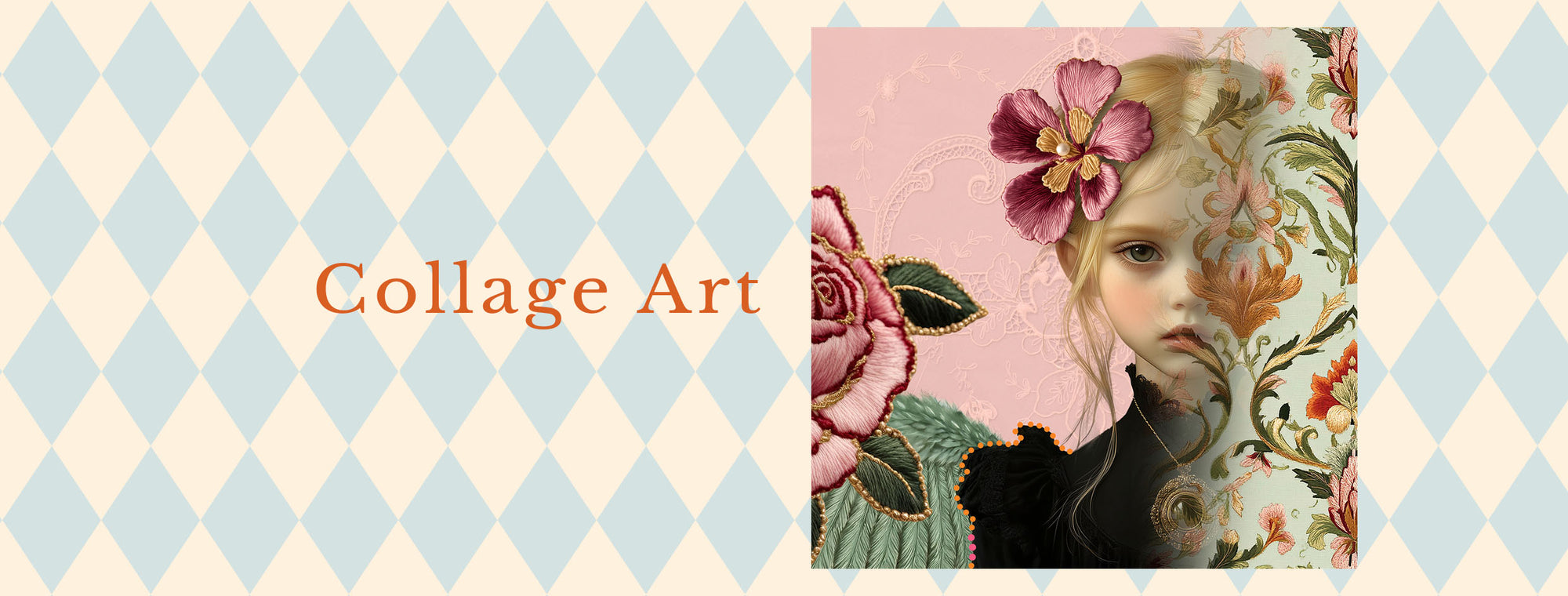 Banner collage art met afbeelding engel