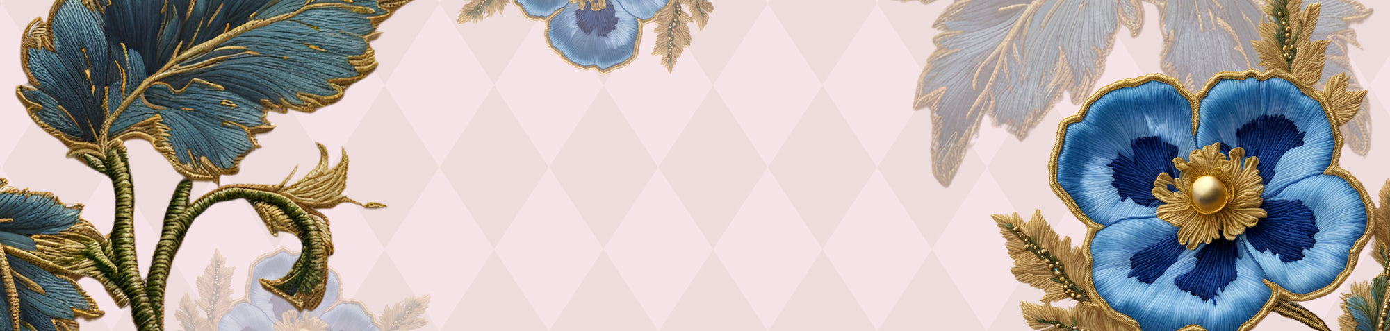 Banner blauwe geborduurde viooltjes