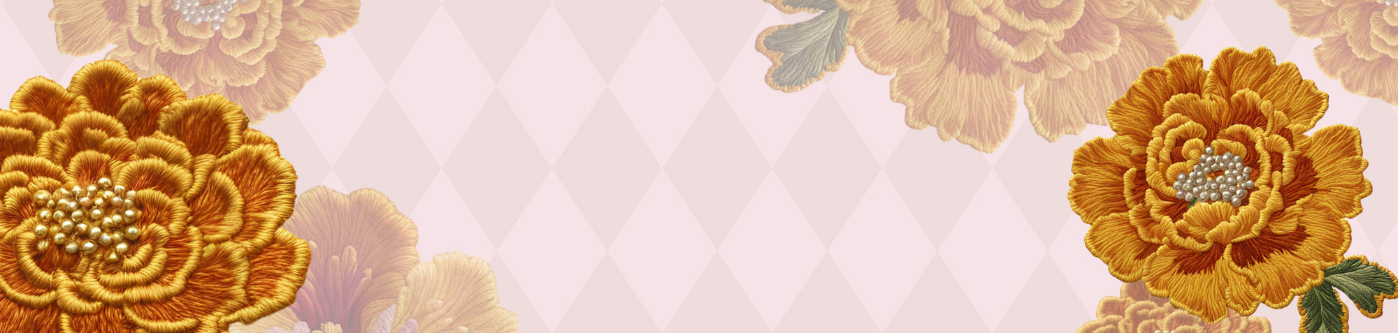 Banner met gele geborduurde bloemen