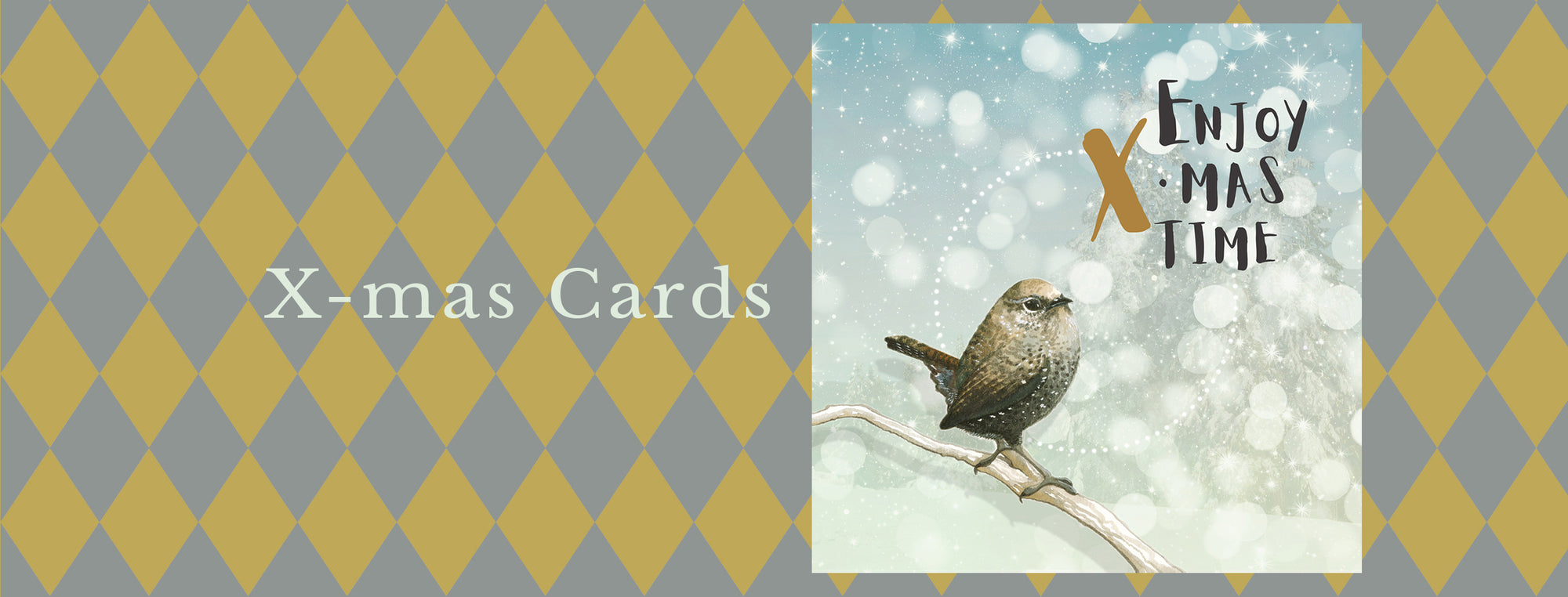 Banner X-mas cards met winterkoninkje