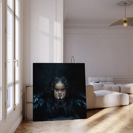 Canvas engel met geketende handen