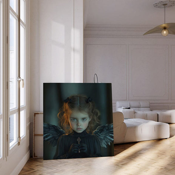 Canvas engel met sleutel in handen