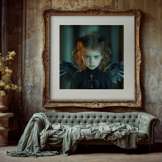 Schilderij engel met sleutel
