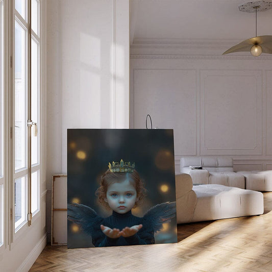 Canvas met engel en uitgestoken handen.