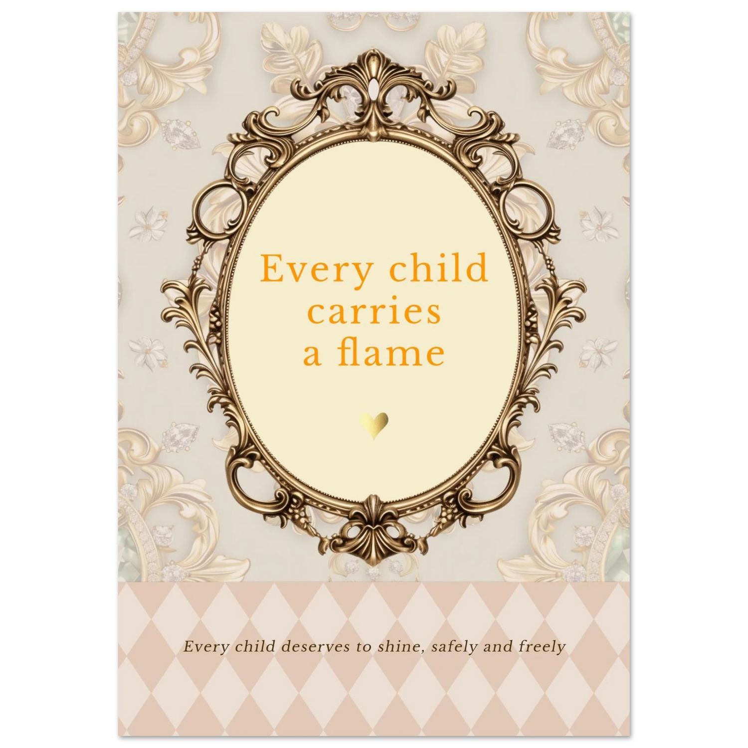 Quote print in gouden lijst over kinderrechten